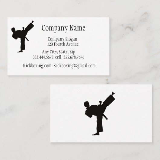 キックボクシングまたは武術アートスポーツ 名刺 (正面/裏面)