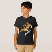 キックボクシングをする少年 スケッチ 90年代風 格闘技 Tシャツ (正面フル)