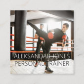 キックボクシングジムスポーツフィットネスパーソナルトレーナー スクエア名刺 (正面)