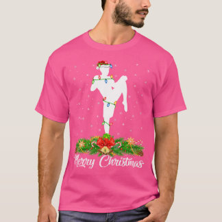 キックボクシングラバーマッチングサンタハットキックボクシングChr Tシャツ
