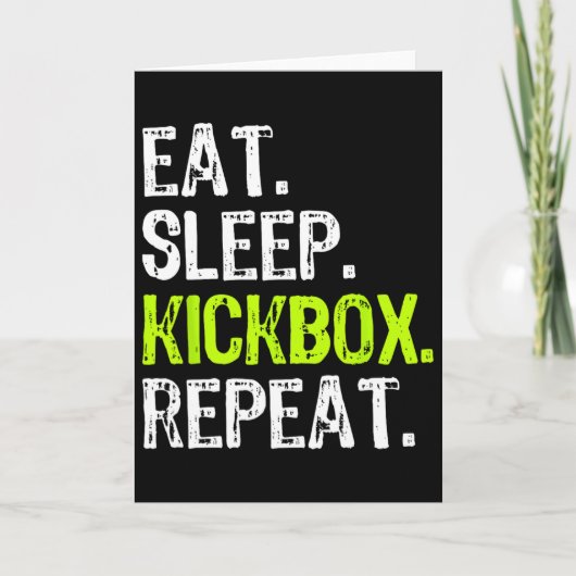 キックボクシング好きのための Eat Sleep Kickbox Repeat キック ボクシング カード (正面)