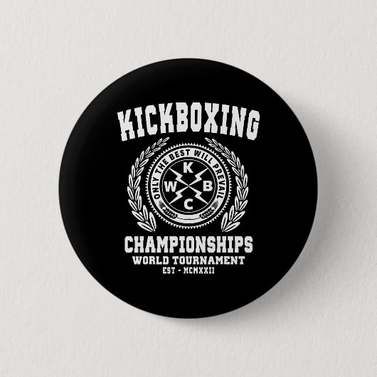 キックボクシング選手権大会 キックボクシングTシャツ 格闘技 缶バッジ (正面)