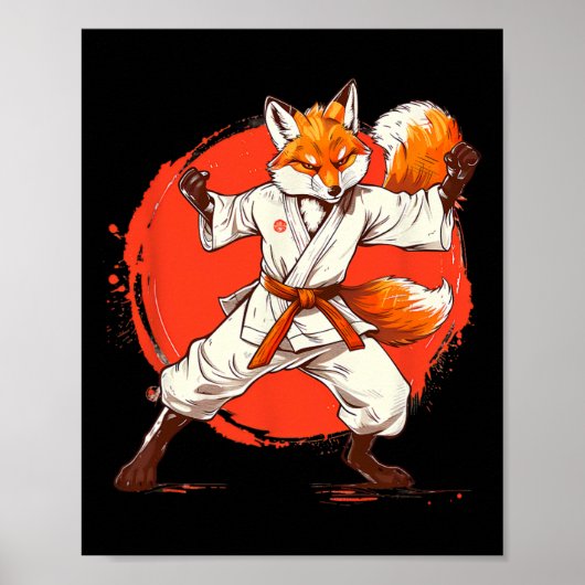 キックボクシング キツネ テコンドー 空手 MMA おもしろ 武術 ポスター (正面)