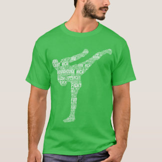 キックボクシング シルエット ワード クラウド テコンドー 空手 図 Tシャツ