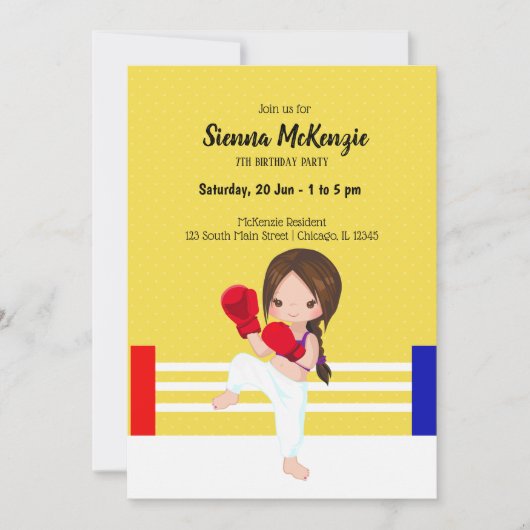 キックボクシング スポーツ 招待状 (正面)
