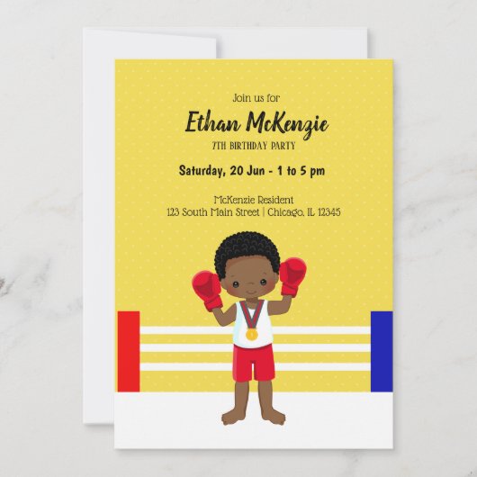 キックボクシング スポーツ 招待状 (正面)