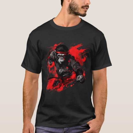 キックボクシング モンキー 武道 柔道 テコンドー Tシャツ (正面)