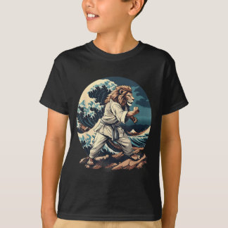 キックボクシング ライオン 波形 テコンドー 柔術 MMA ライオン Tシャツ