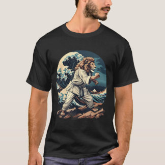 キックボクシング ライオン 波 太極拳 柔術 MMA ライオン Tシャツ