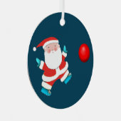 キックボールホリデーキープサケギフト メタルオーナメント (正面右)