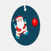 キックボールホリデーキープサケギフト メタルオーナメント (正面左)