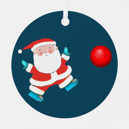 キックボールホリデーキープサケギフト メタルオーナメント (正面)