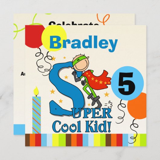 キックールすごいドカスタマイズ誕生日招待状 招待状 (正面/裏面)