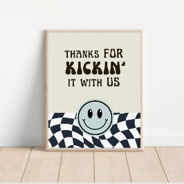 キック感謝していインの看板の白黒レトロ ポスター