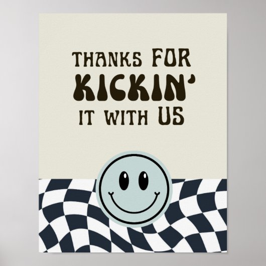 キック感謝していインの看板の白黒レトロ ポスター (正面)