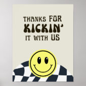 キック感謝していインの看板の白黒レトロ ポスター (正面)