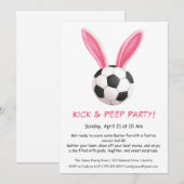 キック&ピープパーティー – イースターサッカー招待状 招待状 (正面/裏面)