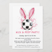 キック&ピープパーティー – イースターサッカー招待状 招待状 (正面/裏面)