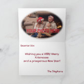 キッシングサンタとムースの折りたたみグリーティングカード カード (内部)