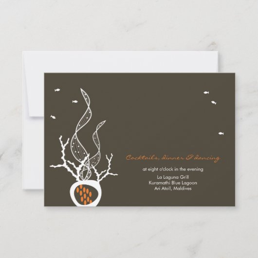 キッシングフィッシュ コーラルズ ビーチ ファンシー かわいい ウェディング 招待状 (正面)