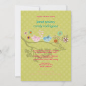 キッシングラブバードの浮遊するハート/ポルカドット 招待状 (裏面)