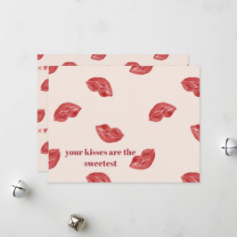 キッシングリップス レッド ベージュカラーの大きなバレンタイン シーズンカード