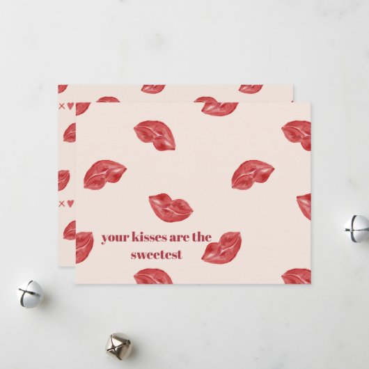 キッシングリップス レッド ベージュカラー 大バレンタイン シーズンカード (正面/裏面インサイチュ)