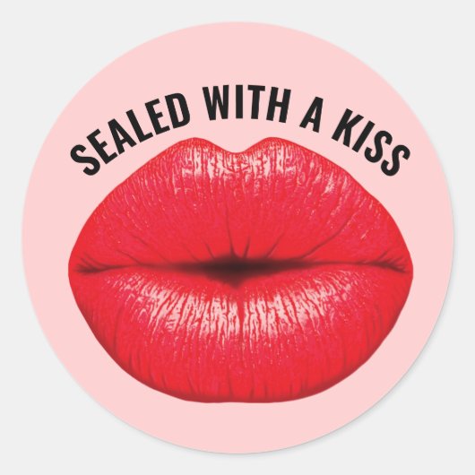キッシーな赤い唇のキスで密封された ラウンドシール (正面)