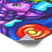 キッシー魚お洒落カラフル海動物 ポスター (角)