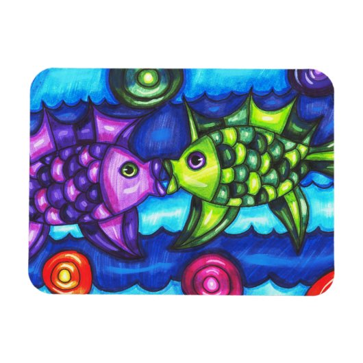 キッシー魚お洒落カラフル海動物 マグネット (横)