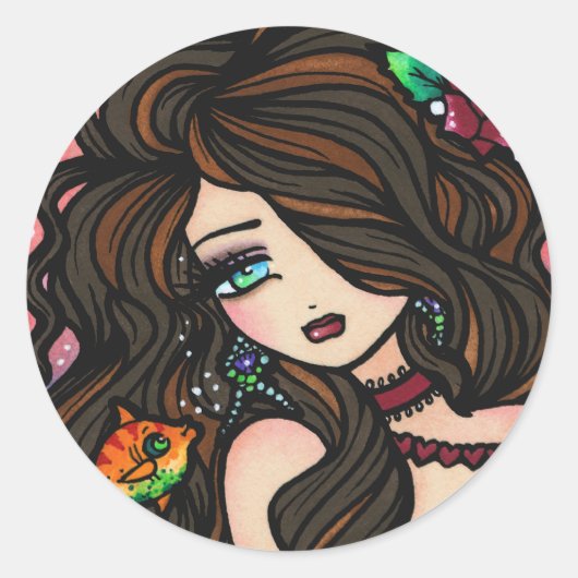 「キッシー・フィッシュ」マーメイドのシール ラウンドシール (正面)