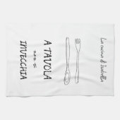 キッスタイリッシュチイタリアンスプーンフォーク引用文 キッチンタオル (横)