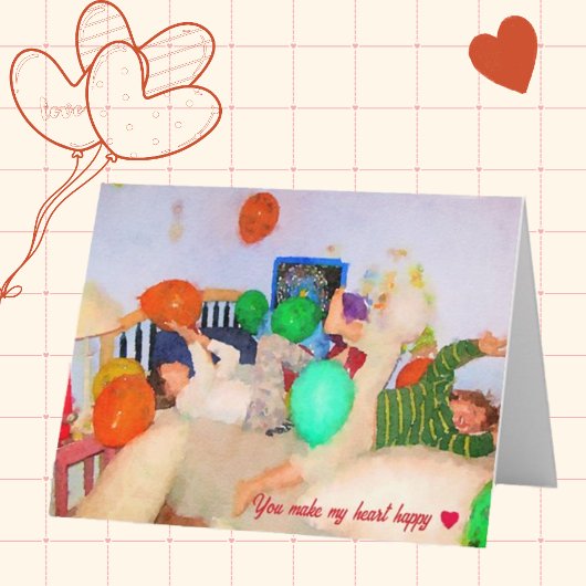 キッズうれしそうなお祝いバレンタインデーのカード カード