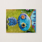 キッズおもしろいゲーカラフルムかわいいエイリアン ジグソーパズル (横)