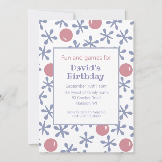 キッズおもしろいジャックスゲーム誕生日招待状 招待状 (正面)