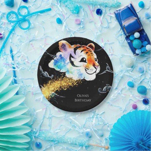 キッズおもしろいタイガー誕生日 ペーパープレート (パーティー)