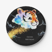 キッズおもしろいタイガー誕生日 ペーパープレート (正面)