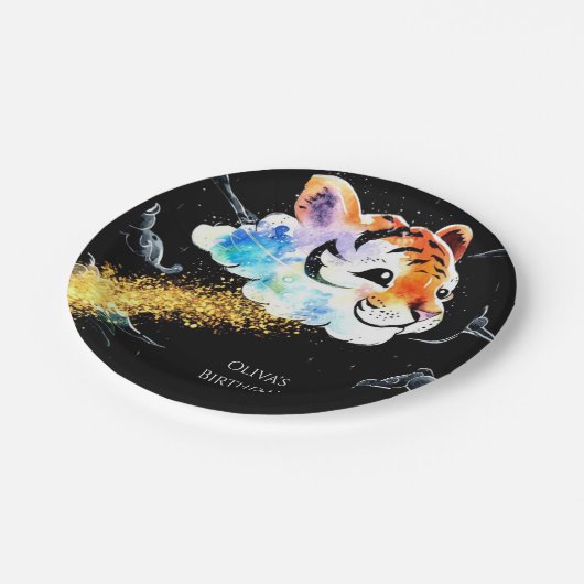 キッズおもしろいタイガー誕生日 ペーパープレート (アングル)