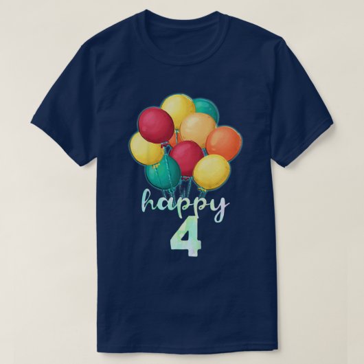 キッズおもしろいハッピー4年カラフル風船4th Bi Tシャツ (デザイン正面)