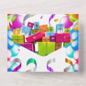 キッズおもしろいバルーンストリーマーパーティーお祝い オールインワン招待状 (裏面)