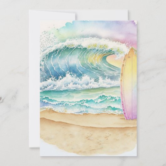 キッズおもしろいビーチパーティーサーフ誕生日招待状 招待状 (裏面)