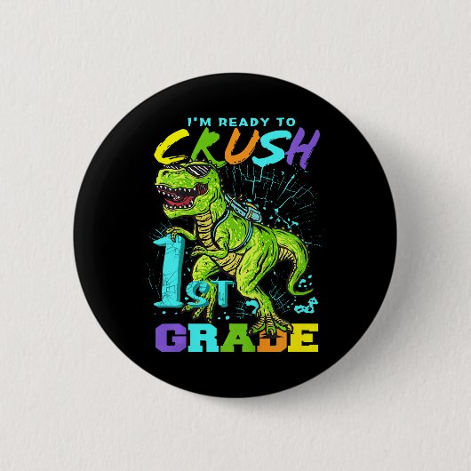 キッズおもしろいファーストグレードTレックスT 缶バッジ (正面)