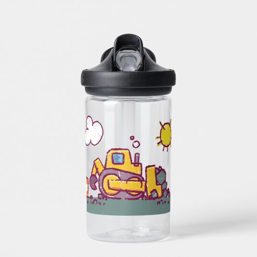 キッズおもしろいブルドーザー建築車 ウォーターボトル (正面)