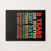 キッズおもしろいヴィンテージ9誕生日9歳 ジグソーパズル (横)