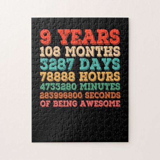 キッズおもしろいヴィンテージ9誕生日9歳 ジグソーパズル (縦)