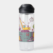 キッズおもしろい建築サイトと車両 ウォーターボトル (背面)