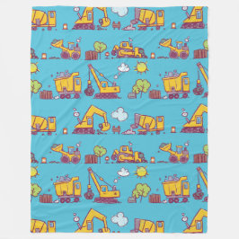 キッズおもしろい建築サイトと車両 フリースブランケット