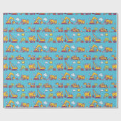 キッズおもしろい建築サイトと車両 ラッピングペーパー (フラット)