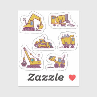 キッズおもしろい建築サイトと車 シール