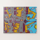 キッズおもしろい建築サイトと車 ジグソーパズル (横)